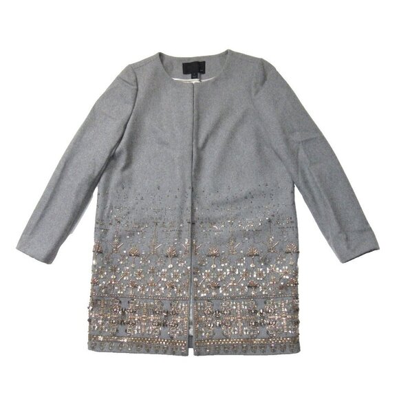 J. Crew Jackets & Blazers - NWT J.Crew Collection Embellished Cocoon Coat in Gray Beaded Wool Topcoat 8